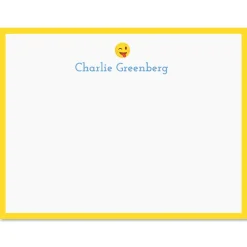 Yellow Silly Wink Emoji Correspondence Cards