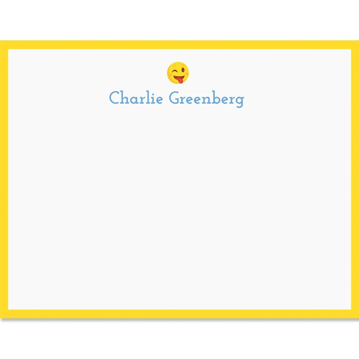 Yellow Silly Wink Emoji Correspondence Cards